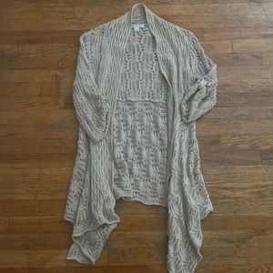 Coldwater Creek Womens size Medium beige knitted like 3/4 sleeve cardigan